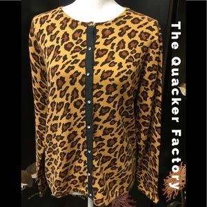 Animal Print Cardigan/ Quacker Factory B7